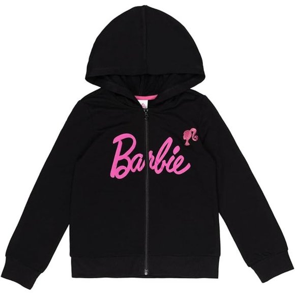 NWT Adorable Soft Pink Barbie Logo Zipper Hoodie Girls Costume +Gift - Picture 1 of 4